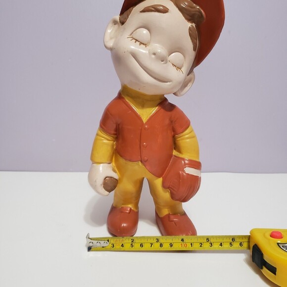 Ceramic Baseball Boy Hat Closed Eyes Figurine 11"×5"×4" - Picture 9 of 11